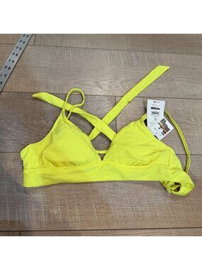 No Boundaries Womens Medium 7-9 Neon Yellow Bikini Top New